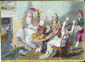 Vorteile des Tragens von Musselinkleidern! gewidmet der ernsthaften Aufmerksamkeit der modischen Damen Großbritanniens, veröffentlicht von Hannah Humphrey, 1802